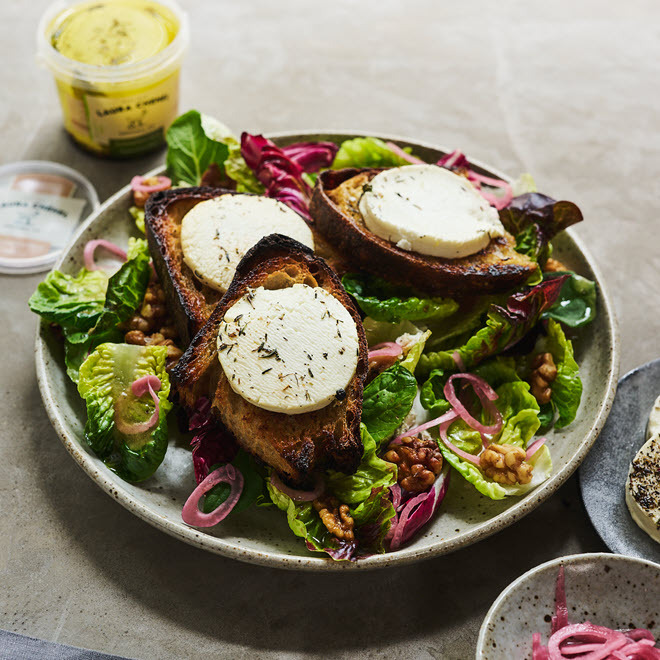 Marinated goat cheese salad